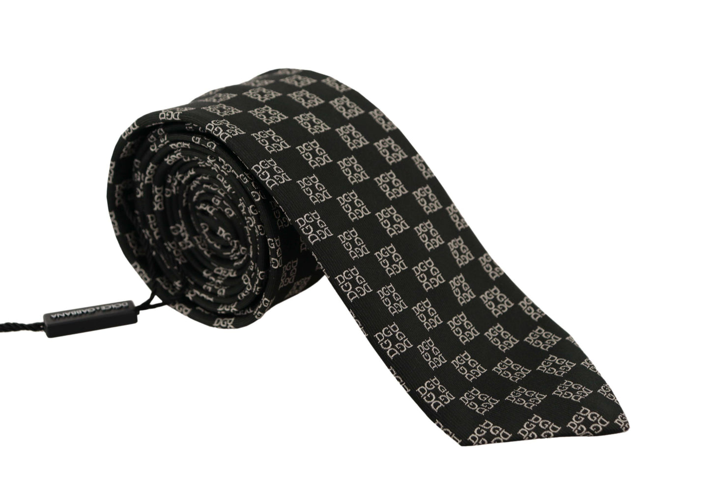 Black DG Logo Pattern 100% Silk Accessory Necktie