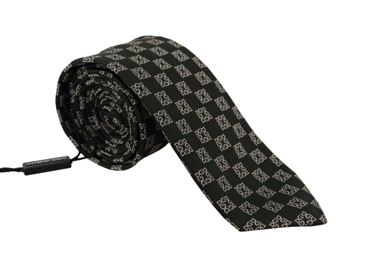 Black DG Logo Pattern 100% Silk Accessory Necktie