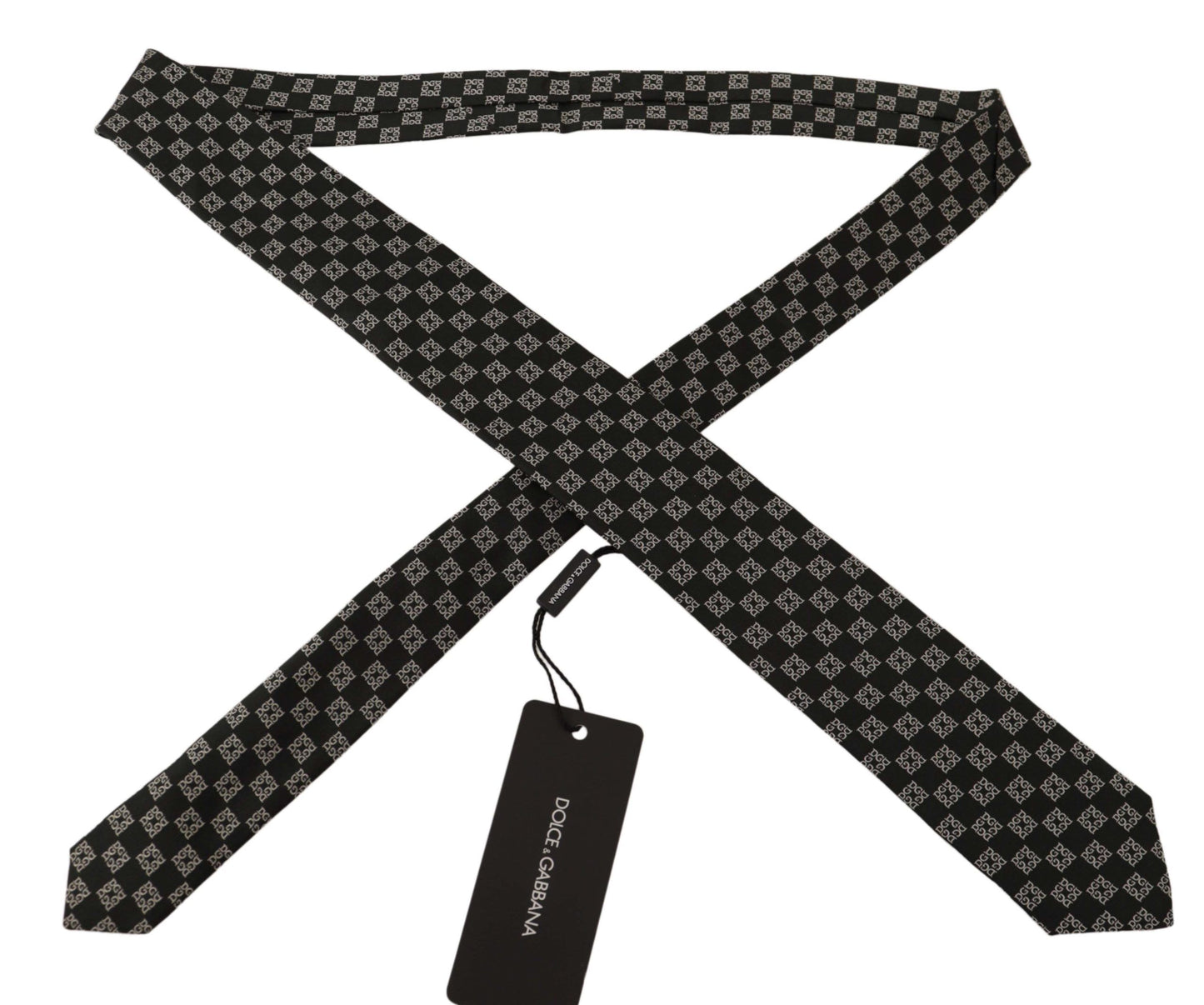 Black DG Logo Pattern 100% Silk Accessory Necktie