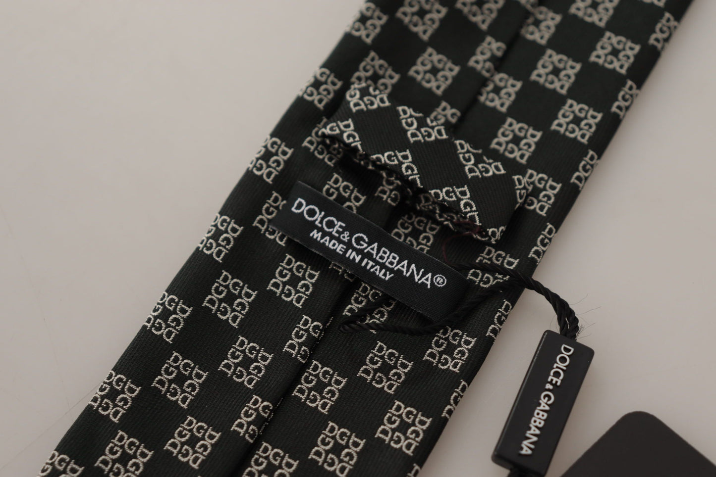 Black DG Logo Pattern 100% Silk Accessory Necktie