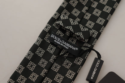 Black DG Logo Pattern 100% Silk Accessory Necktie