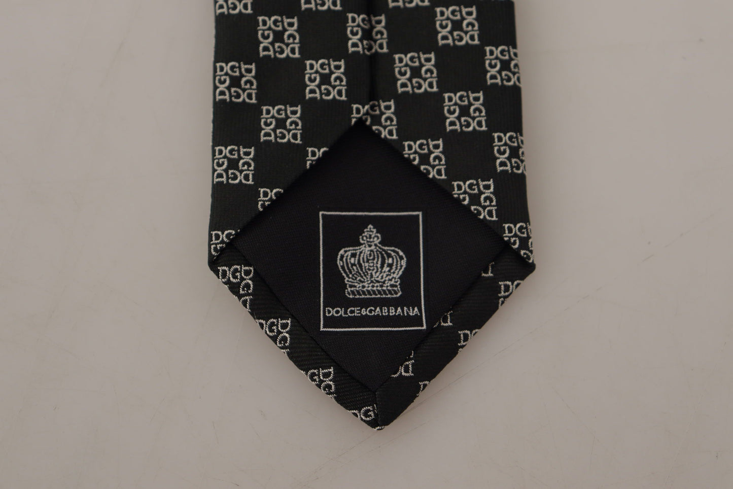 Black DG Logo Pattern 100% Silk Accessory Necktie