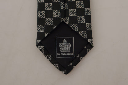 Black DG Logo Pattern 100% Silk Accessory Necktie