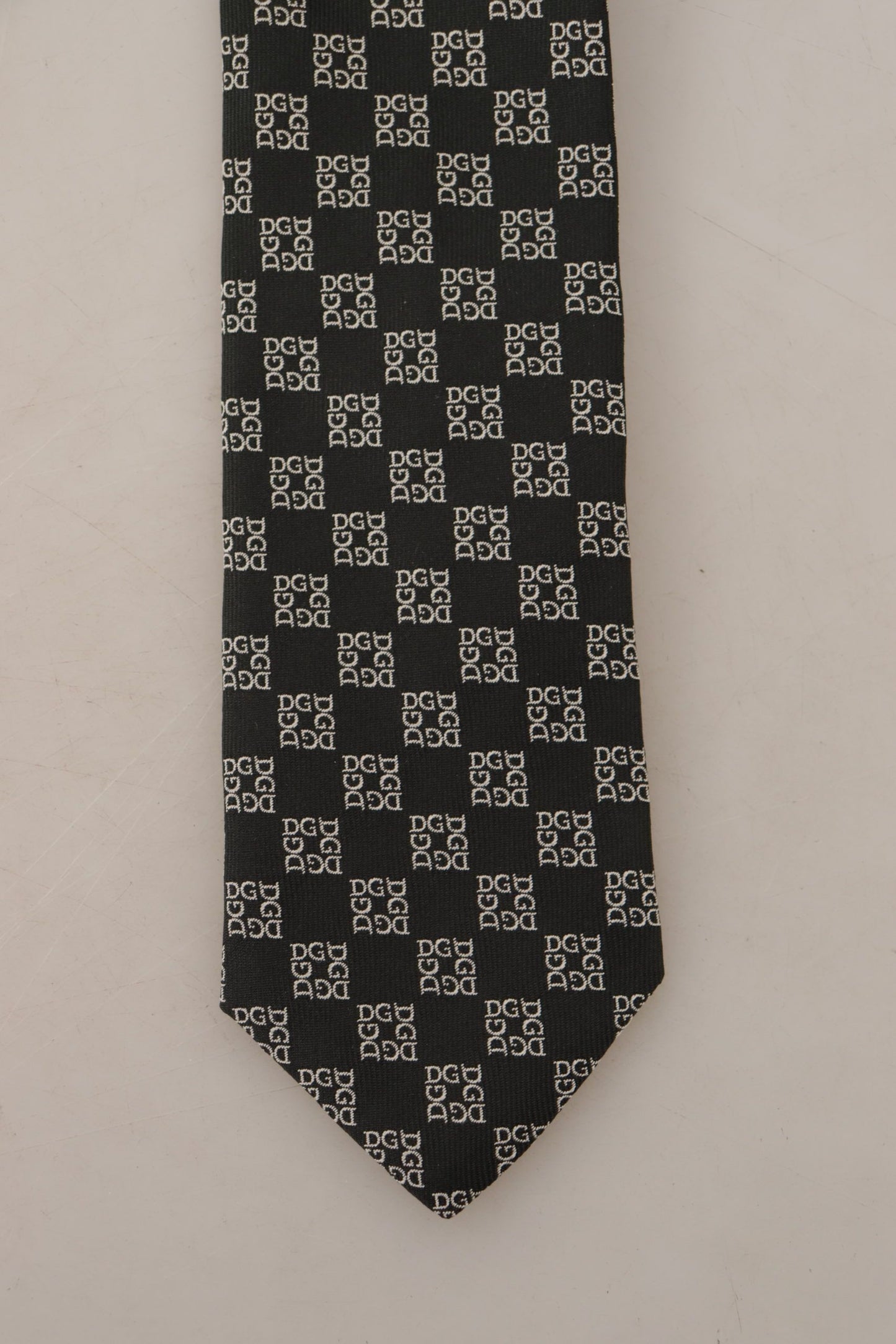 Black DG Logo Pattern 100% Silk Accessory Necktie