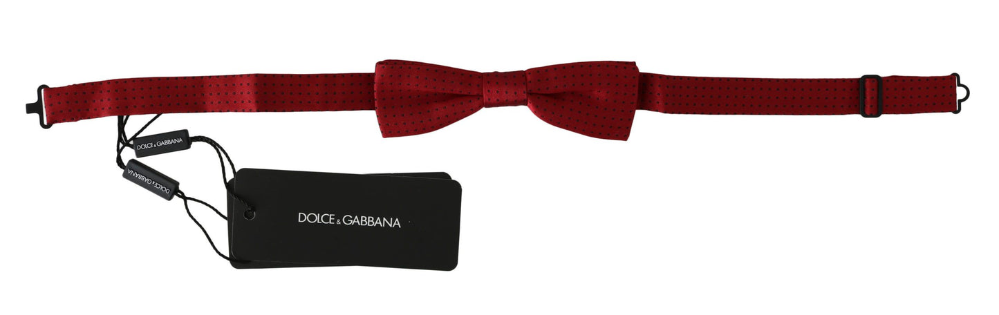 Red Dotted Silk Adjustable Neck Papillon Bow Tie