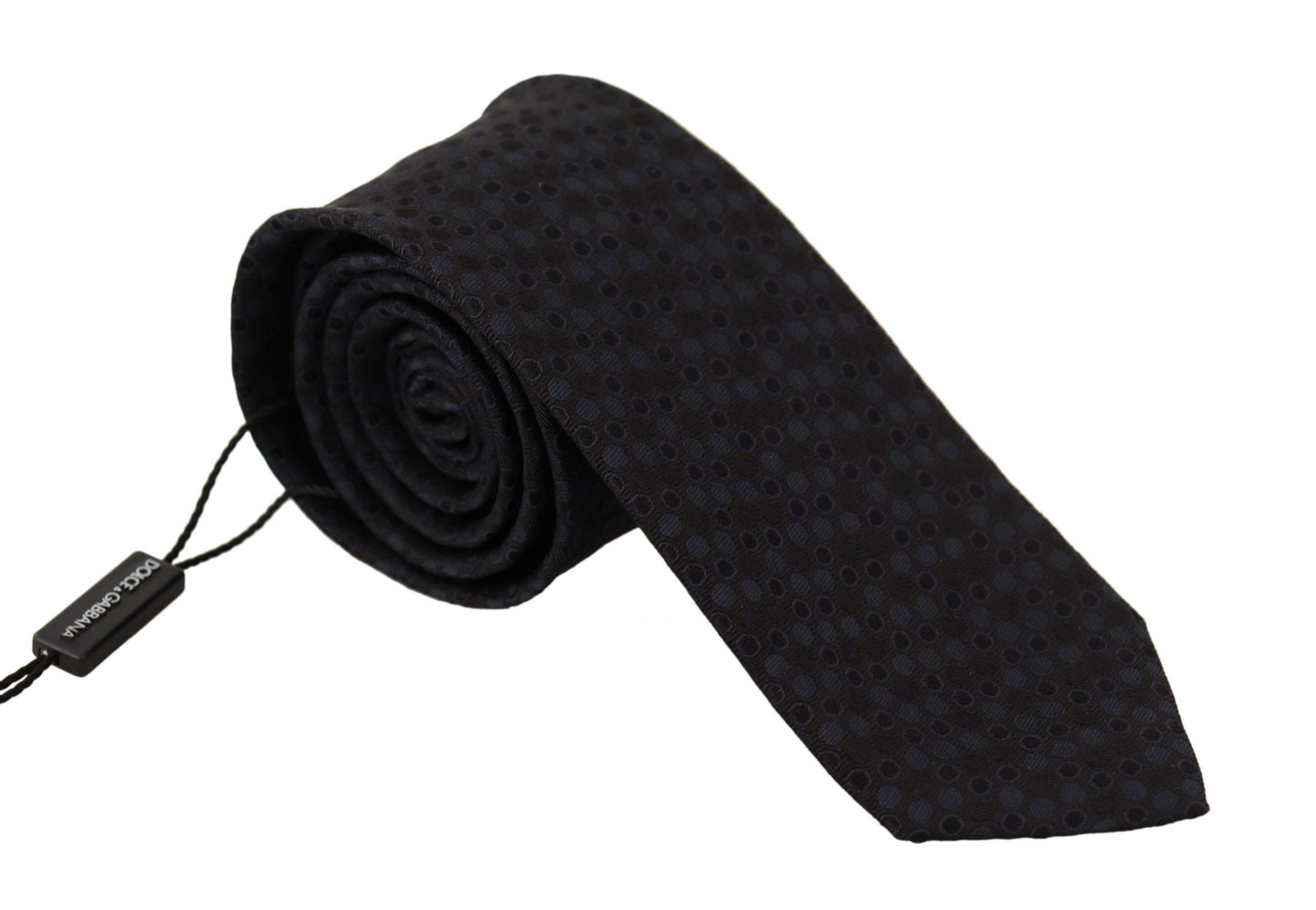 Black Blue Polka Dots Accessory 100% Silk Necktie