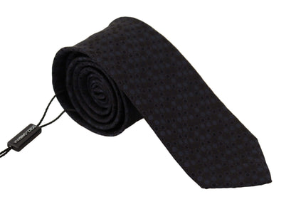 Black Blue Polka Dots Accessory 100% Silk Necktie