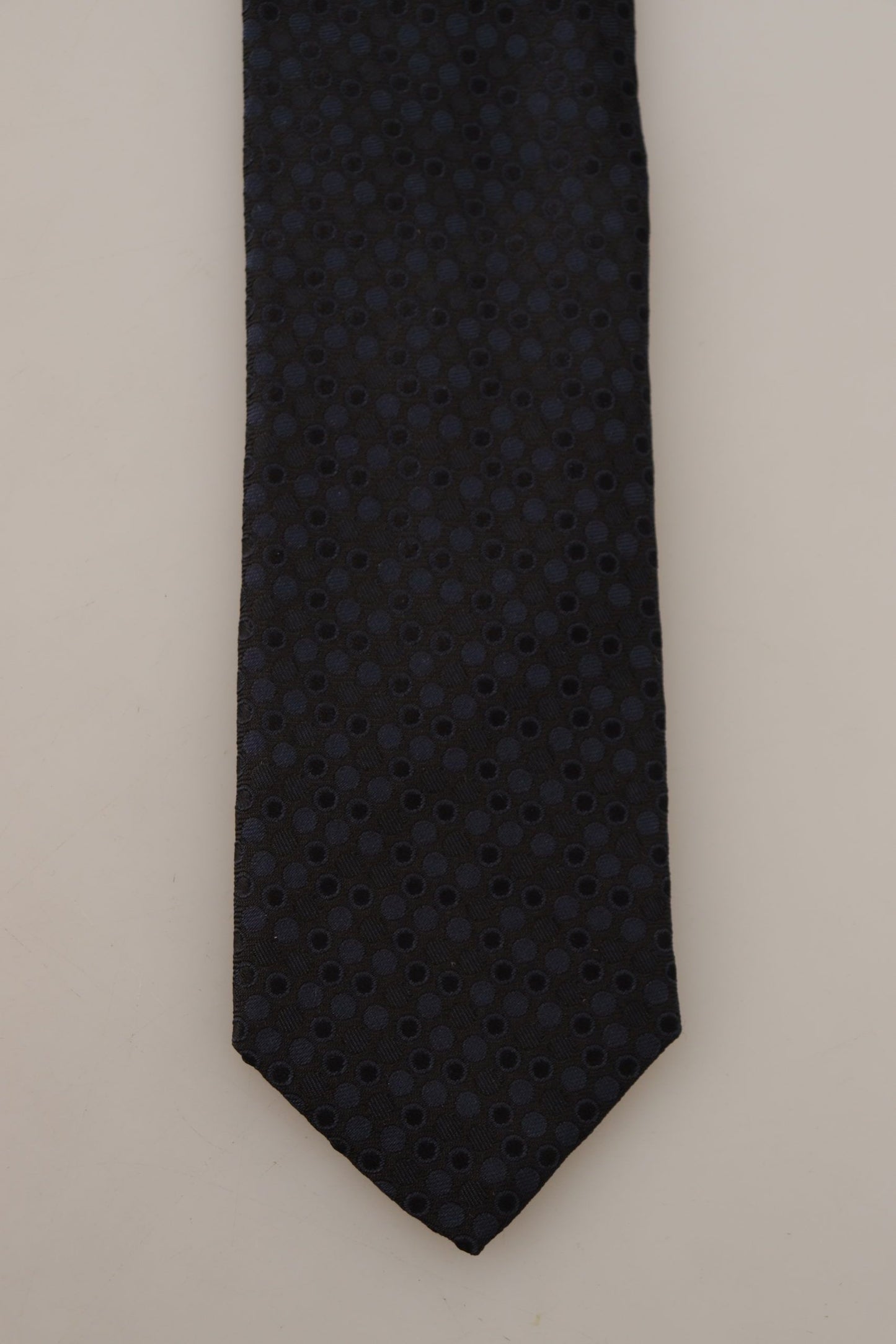 Black Blue Polka Dots Accessory 100% Silk Necktie