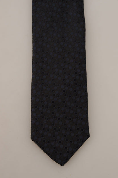 Black Blue Polka Dots Accessory 100% Silk Necktie