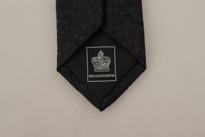 Black Blue Polka Dots Accessory 100% Silk Necktie