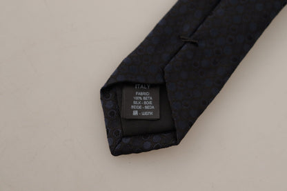 Black Blue Polka Dots Accessory 100% Silk Necktie
