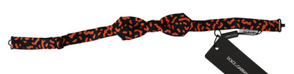 Orange Black Pattern Adjustable Neck Papillon Men Bow Tie