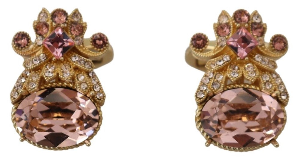 925 Sterling Silver Pink Crystal Men Cufflinks