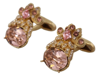 925 Sterling Silver Pink Crystal Men Cufflinks