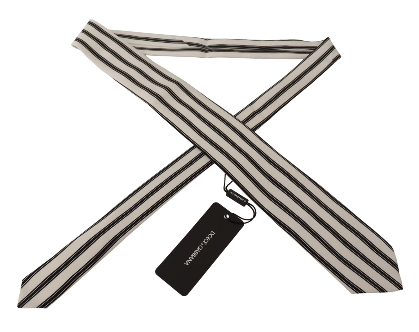 White Black Strips Accessory Necktie