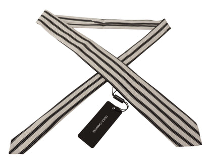 White Black Strips Accessory Necktie