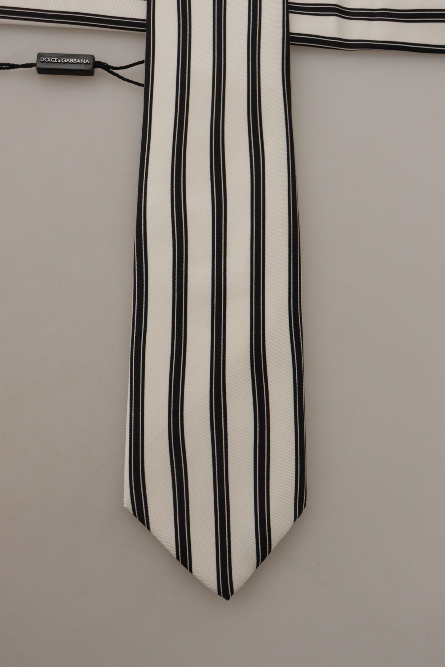 White Black Strips Accessory Necktie
