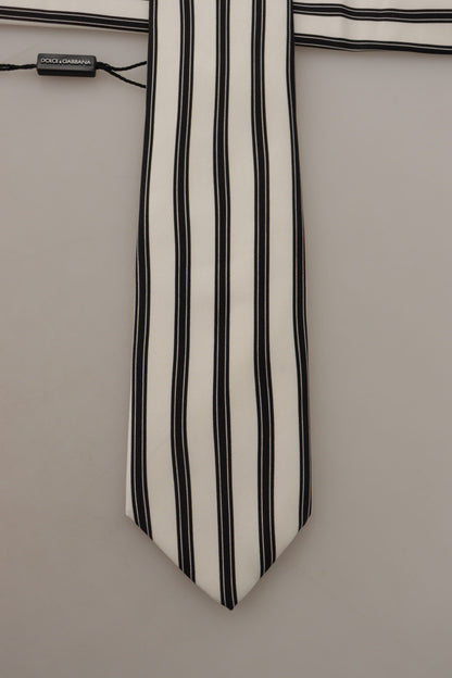 White Black Strips Accessory Necktie