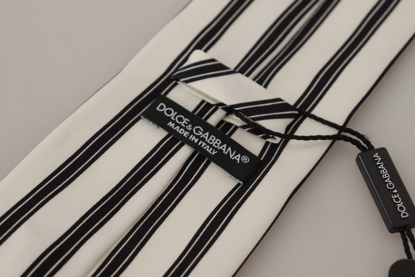White Black Strips Accessory Necktie