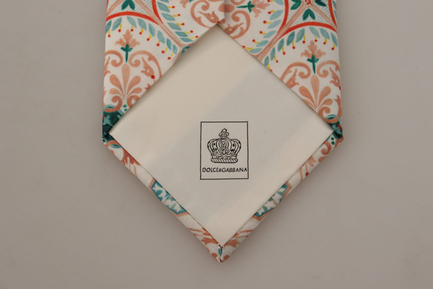 Beige Majolica Pattern Accessory 100% Silk Necktie