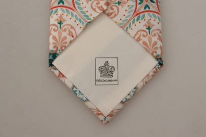Beige Majolica Pattern Accessory 100% Silk Necktie