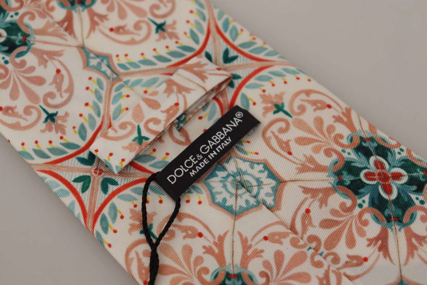 Beige Majolica Pattern Accessory 100% Silk Necktie
