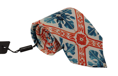 Beige Multicolor Majolica Accessory Necktie