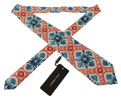 Beige Multicolor Majolica Accessory Necktie