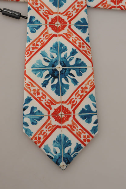 Beige Multicolor Majolica Accessory Necktie