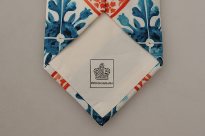 Beige Multicolor Majolica Accessory Necktie