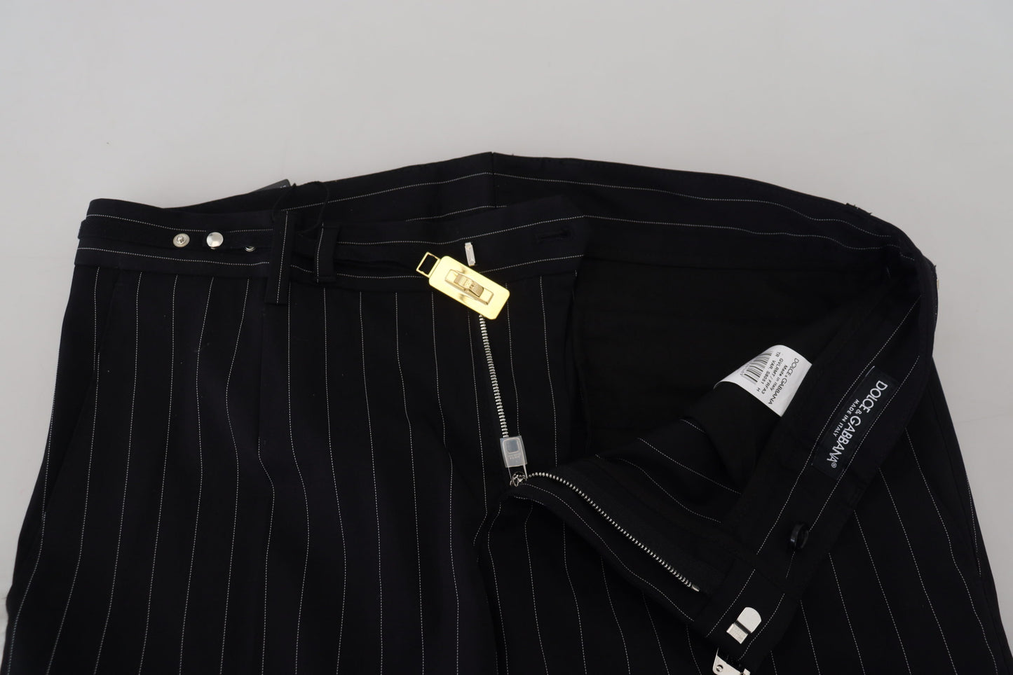 Black Cotton Striped Formal Pants