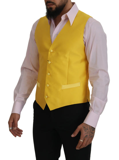 Yellow Polyester Waistcoat Dress Formal Vest