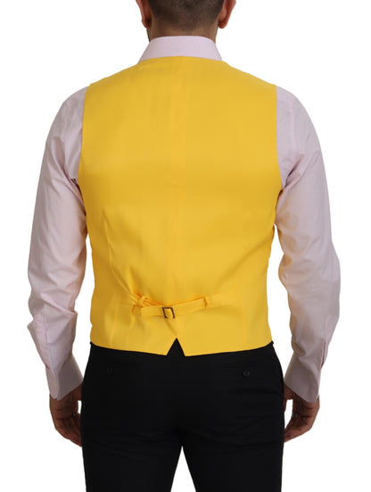 Yellow Polyester Waistcoat Dress Formal Vest