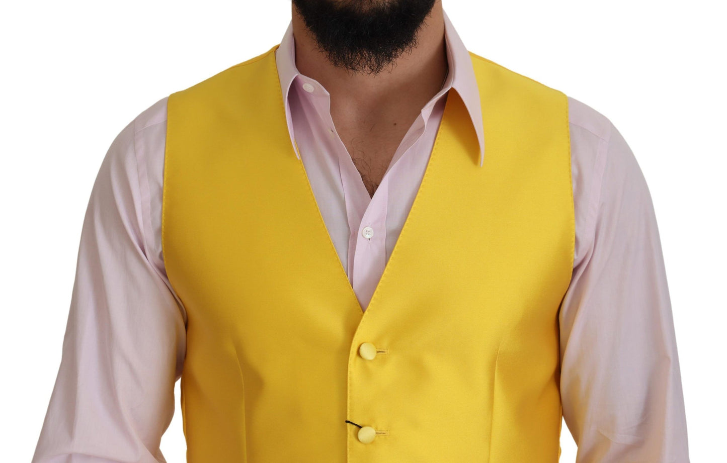Yellow Polyester Waistcoat Dress Formal Vest
