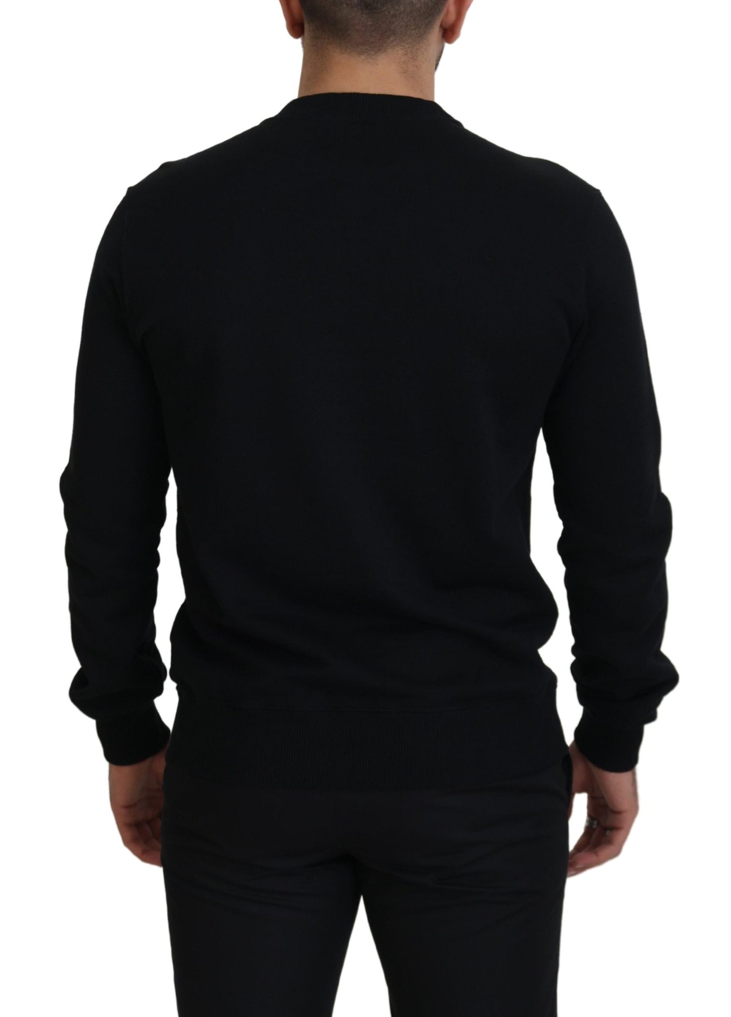 Black Cotton D&G Crystals Pullover Sweater