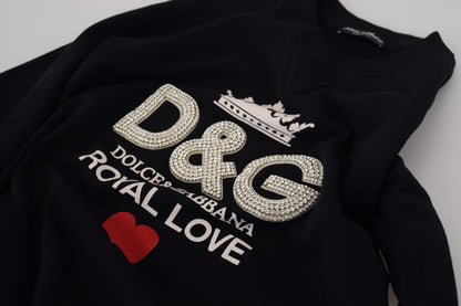 Black Cotton D&G Crystals Pullover Sweater