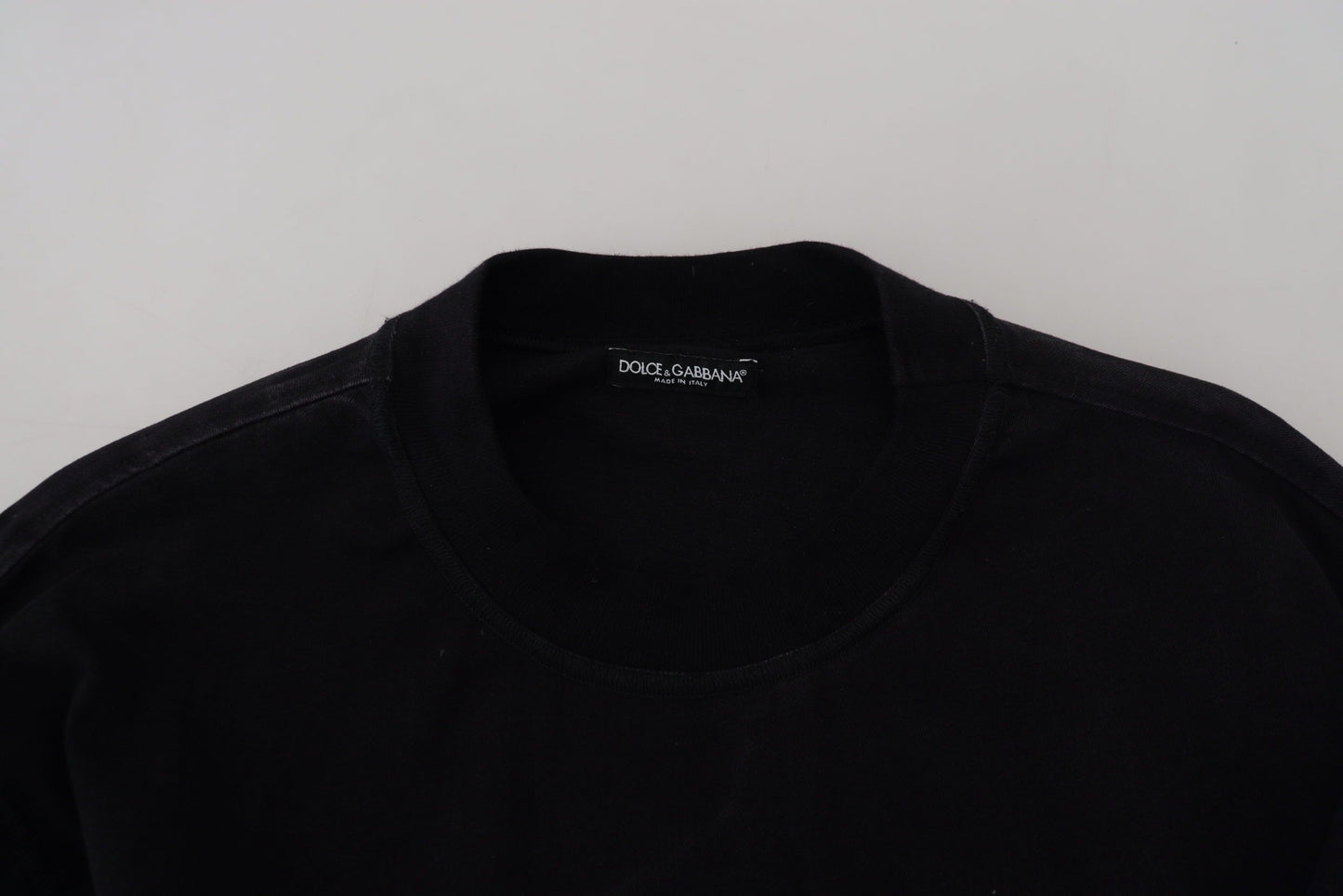 Black Cotton Crewneck Pullover Logo Sweater