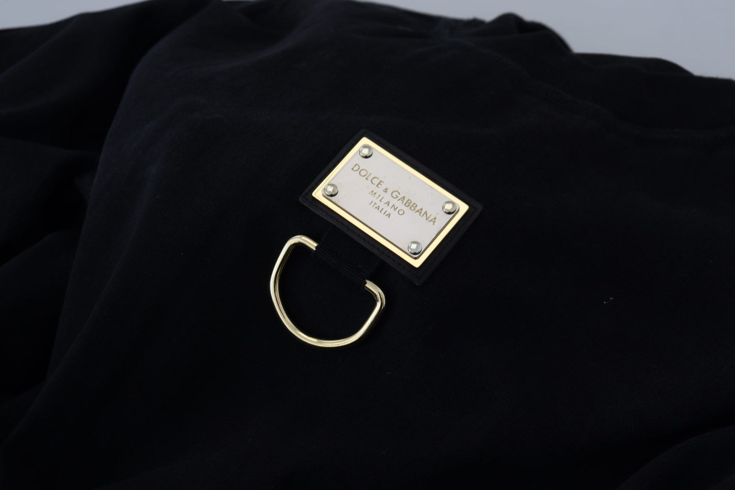 Black Cotton Crewneck Pullover Logo Sweater