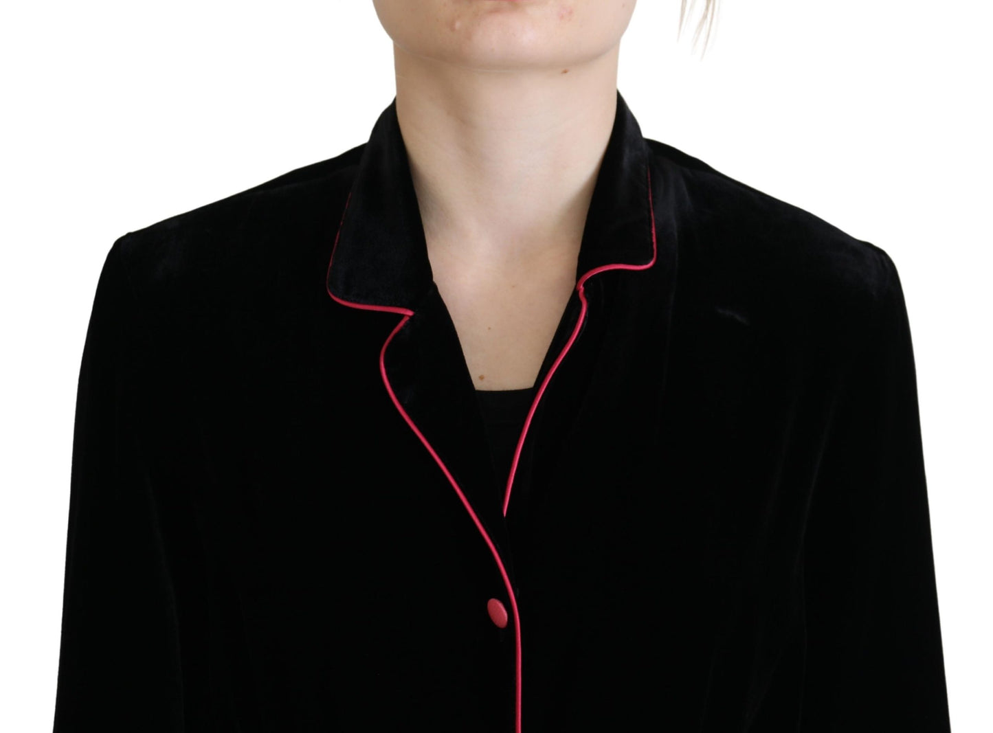 Black Button Belted Blazer Viscose Jacket