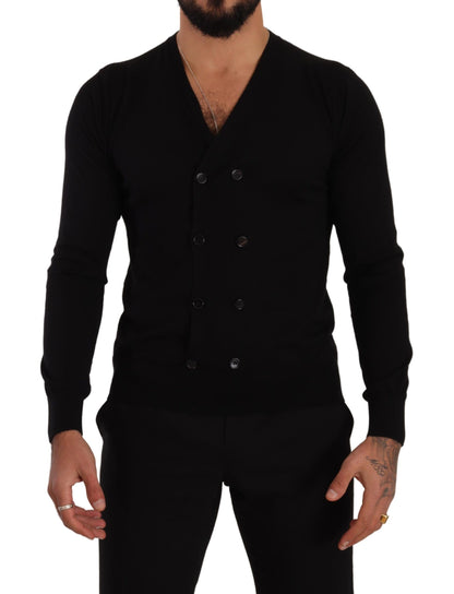 Black Cashmere Button Down Cardigan Sweater