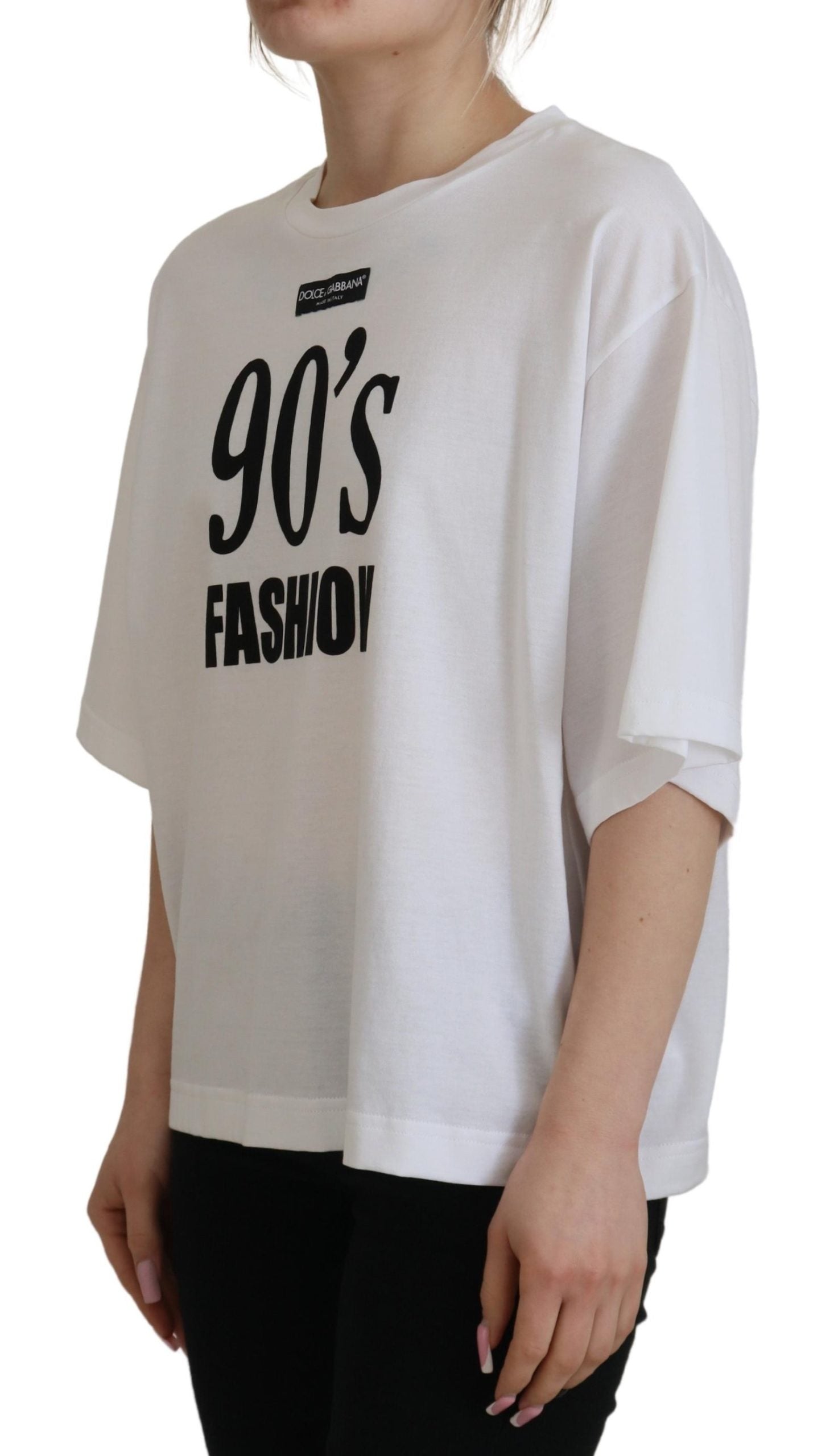 White 90\'s Fashion Round Finds – Neck Sample Sale T-shirt Cotton