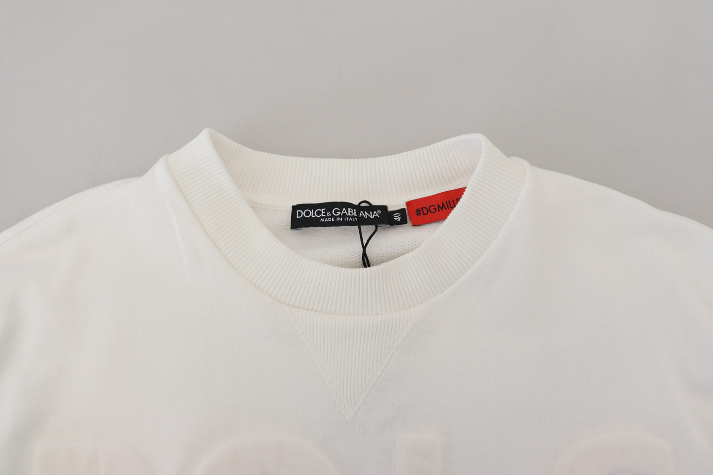 White Logo Embossed Cotton Sweatshirt Sweater