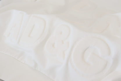 White Logo Embossed Cotton Sweatshirt Sweater