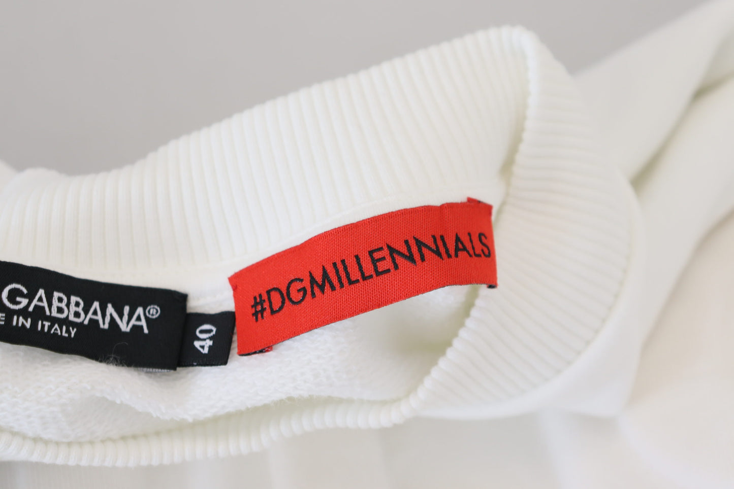 White Logo Embossed Cotton Sweatshirt Sweater