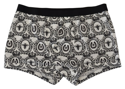 White Printed Cotton Regular Boxer Underwear