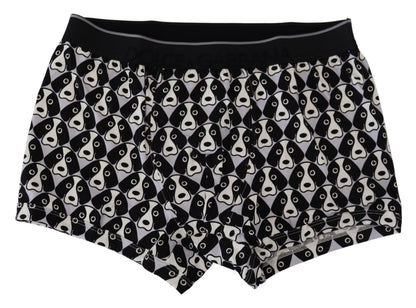 Black Dog Print Cotton Regular Boxer Underwear