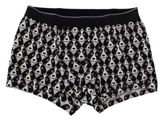 Black Dog Print Cotton Regular Boxer Underwear