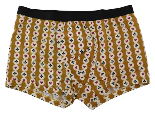 Yellow Printed Cotton Regular Boxer Underwear
