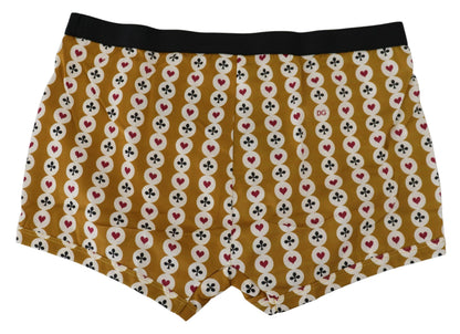 Yellow Printed Cotton Regular Boxer Underwear