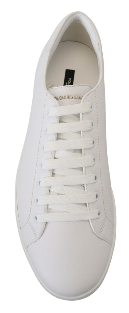 White Leather Low Top Sneakers Shoes
